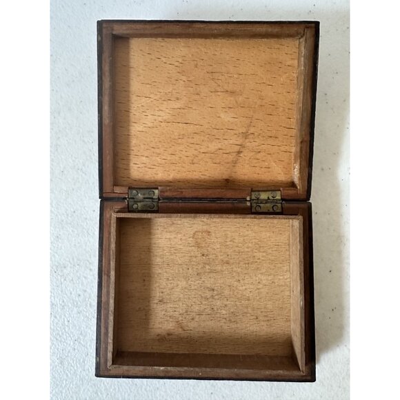 Damascus wood inlay trinket box vintage shell mother of pearl micro mosaic hinge - Picture 14 of 16